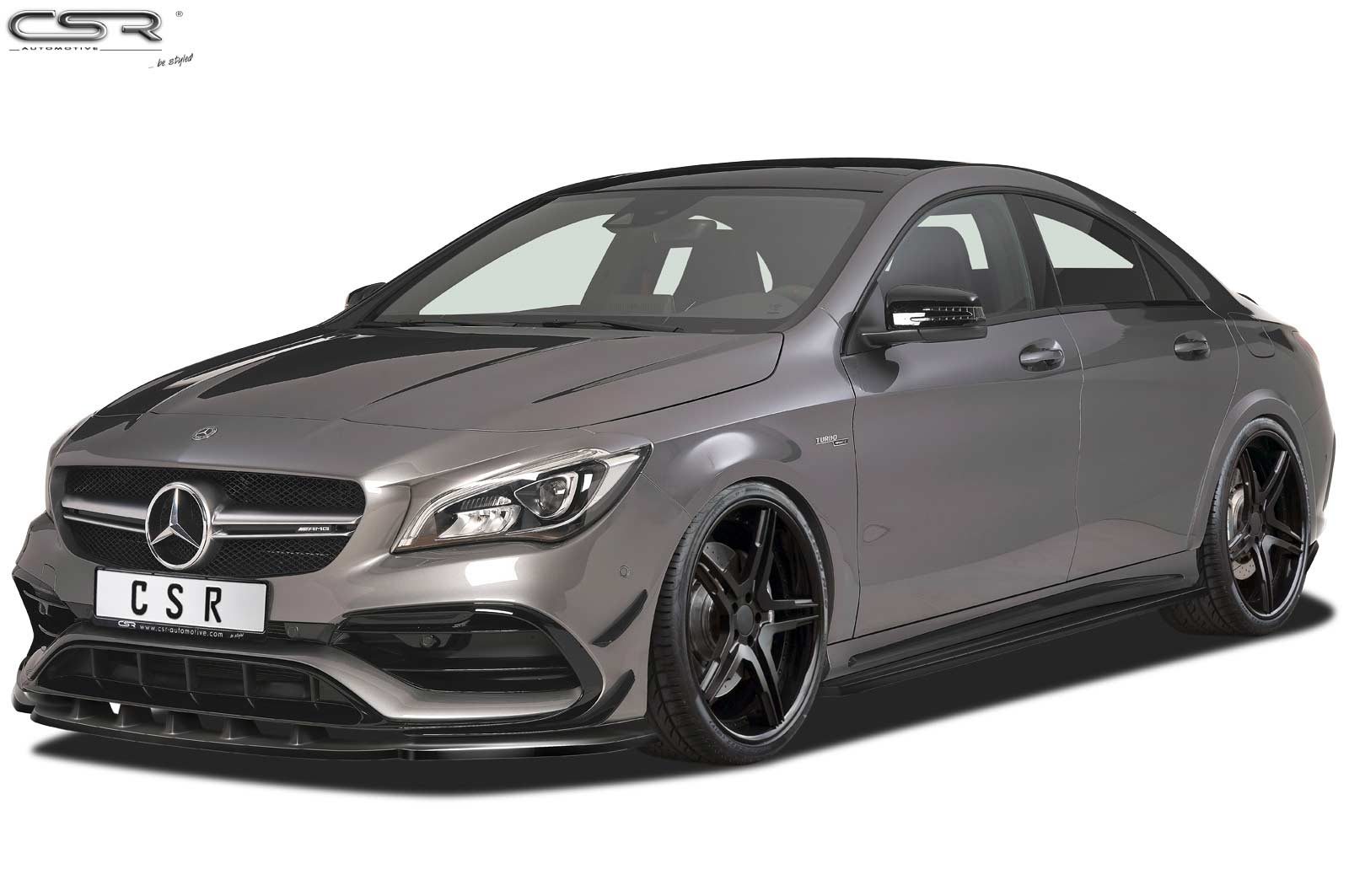 Paupières de phares avants (la paire) pour Mercedes Benz CLA X117 C117 toutes carrosseries (01/2013-2018) - Fabriqué en ABS glossy (Noir brillant)
