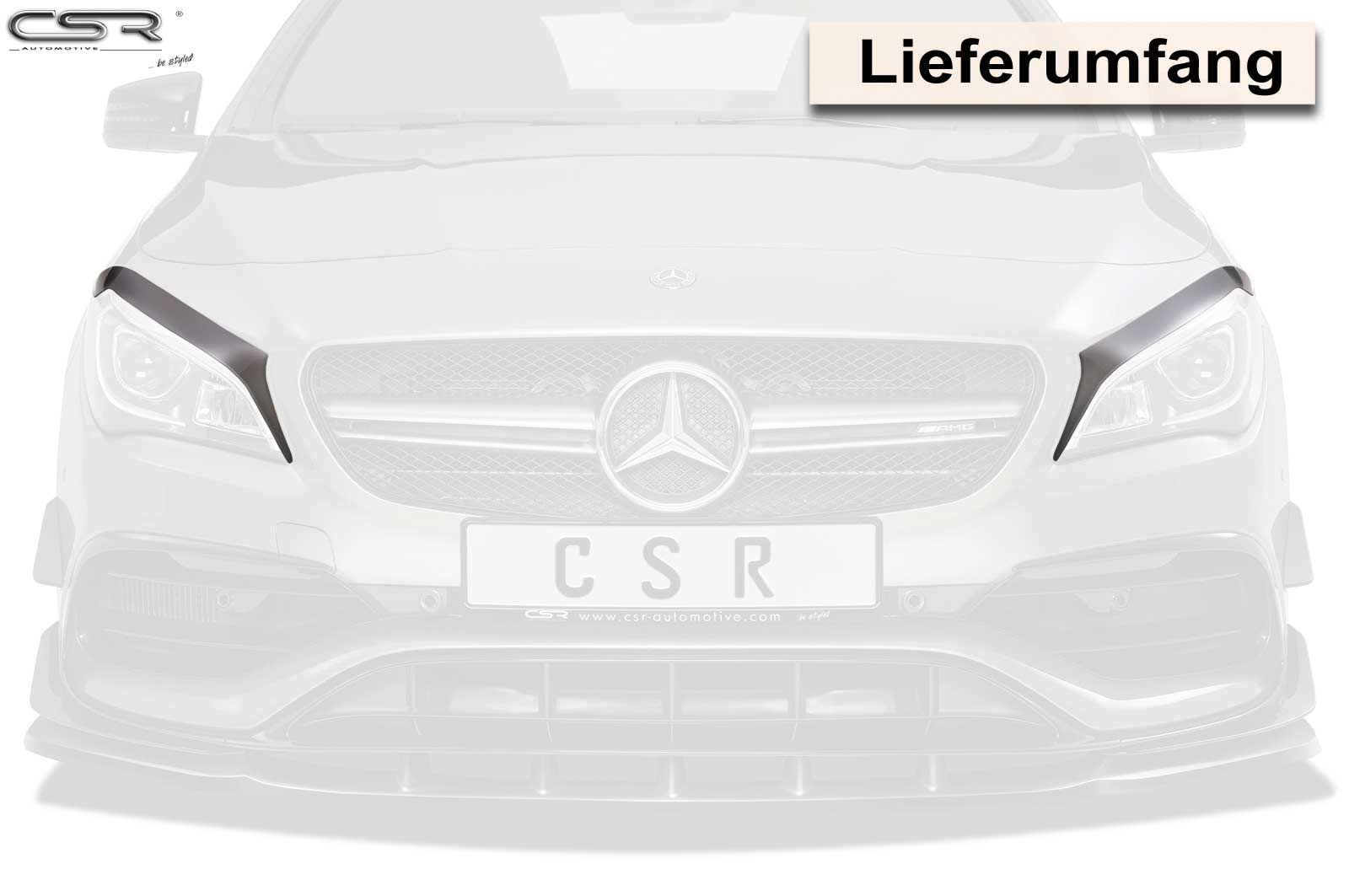 Paupières de phares avants (la paire) pour Mercedes Benz CLA X117 C117 toutes carrosseries (01/2013-2018) - Fabriqué en ABS glossy (Noir brillant)