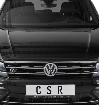Paupières de phares avants (la paire) pour VW Tiguan II / Tiguan Allspace toutes carrosseries (depuis 2016) - Fabriqué en ABS glossy (Noir brillant)