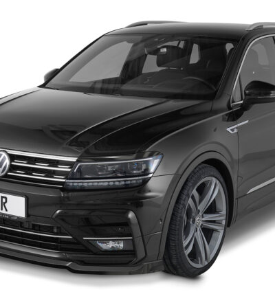 Paupières de phares avants (la paire) pour VW Tiguan II / Tiguan Allspace toutes carrosseries (depuis 2016) - Fabriqué en ABS glossy (Noir brillant)