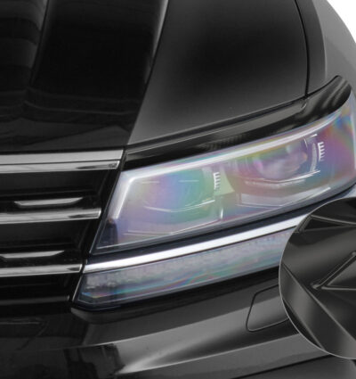 Paupières de phares avants (la paire) pour VW Tiguan II / Tiguan Allspace toutes carrosseries (depuis 2016) - Fabriqué en ABS glossy (Noir brillant)