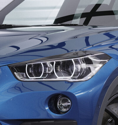 Paupières de phares avants (la paire) pour BMW X1 F48 toutes carrosseries (depuis 2015) - Fabriqué en ABS glossy (Noir brillant)