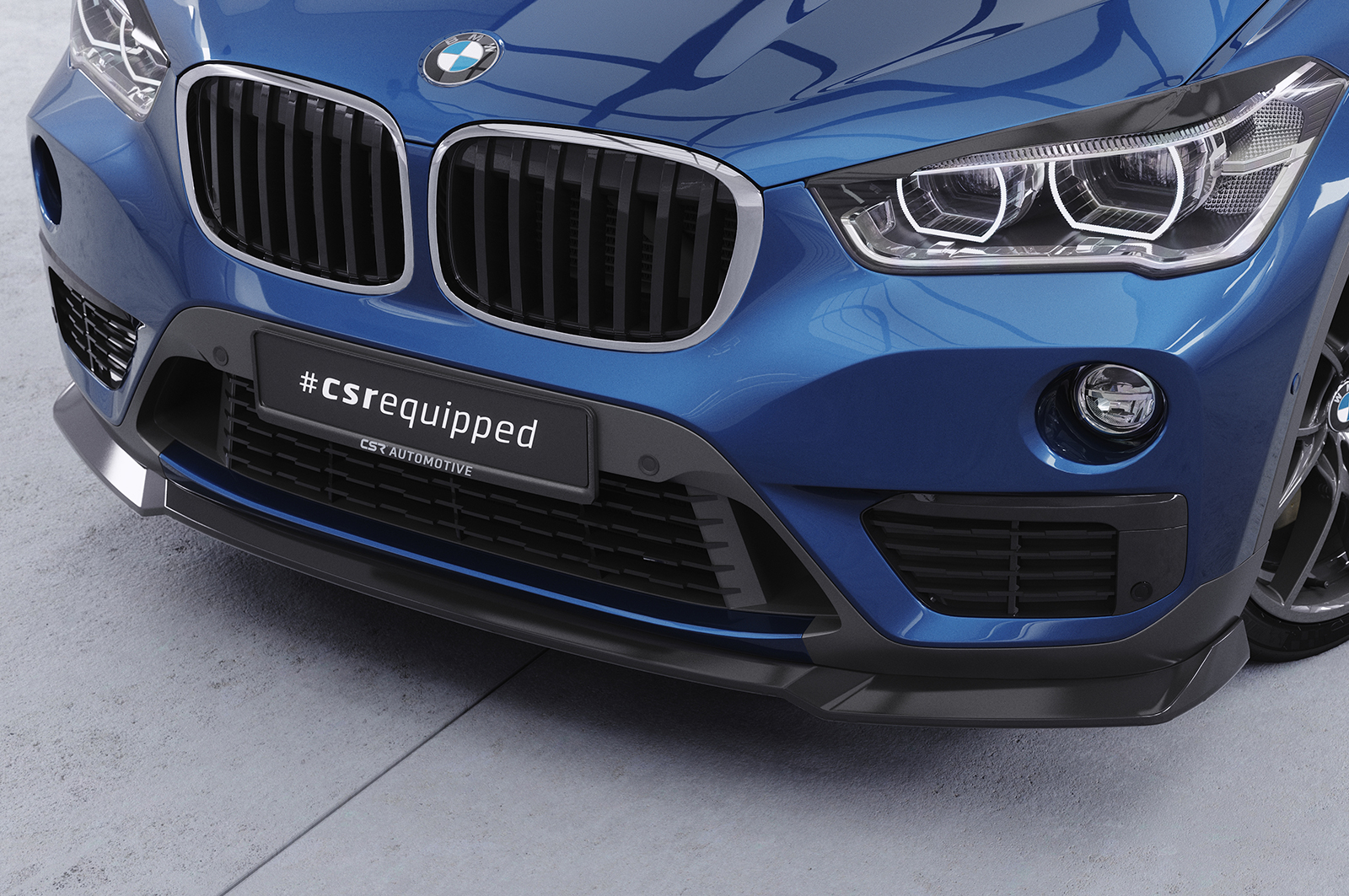 Paupières de phares avants (la paire) pour BMW X1 F48 toutes carrosseries (depuis 2015) - Fabriqué en ABS glossy (Noir brillant)