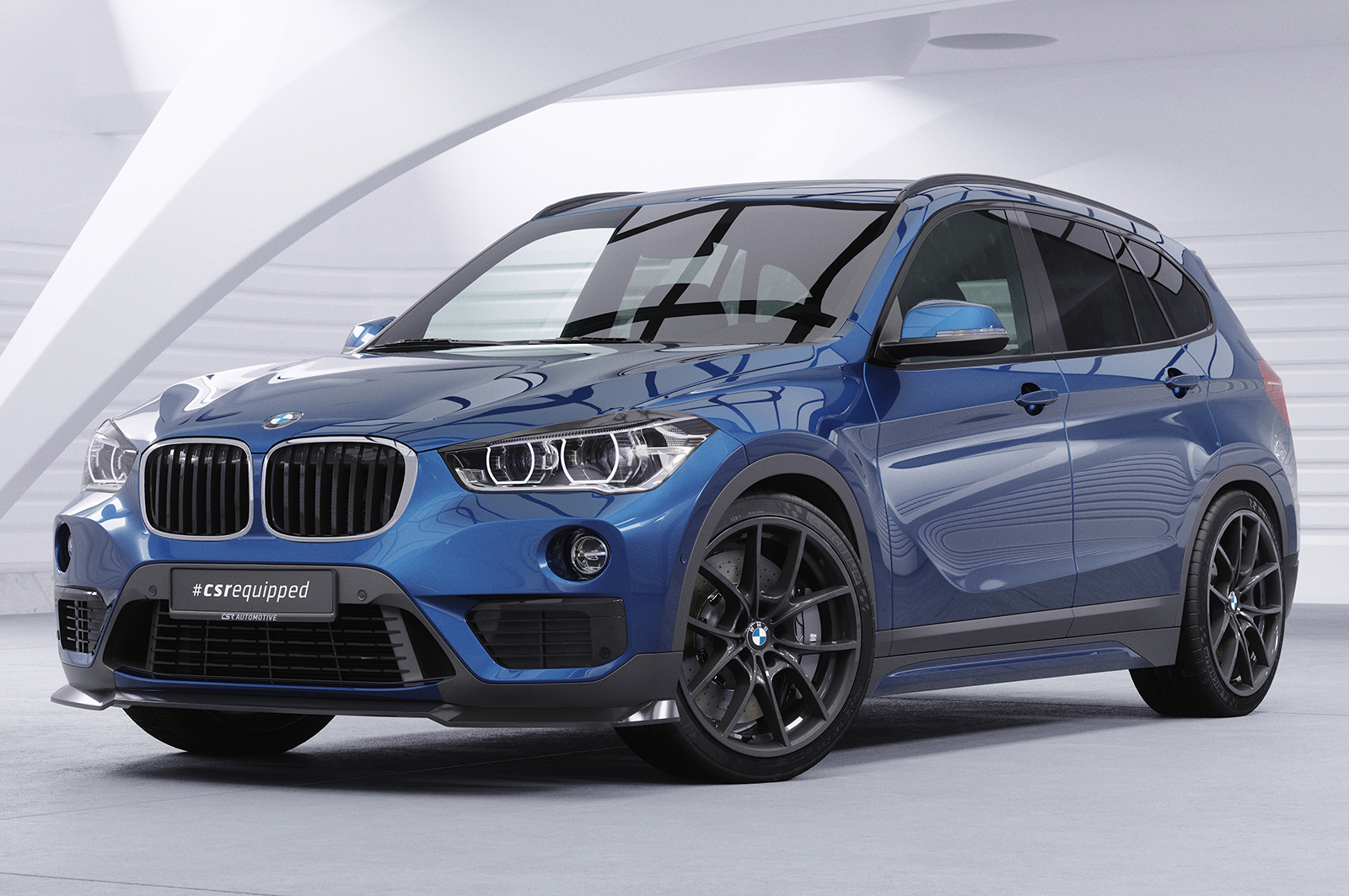 Paupières de phares avants (la paire) pour BMW X1 F48 toutes carrosseries (depuis 2015) - Fabriqué en ABS glossy (Noir brillant)