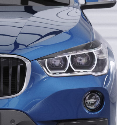 Paupières de phares avants (la paire) pour BMW X1 F48 toutes carrosseries (depuis 2015) - Fabriqué en ABS glossy (Noir brillant)