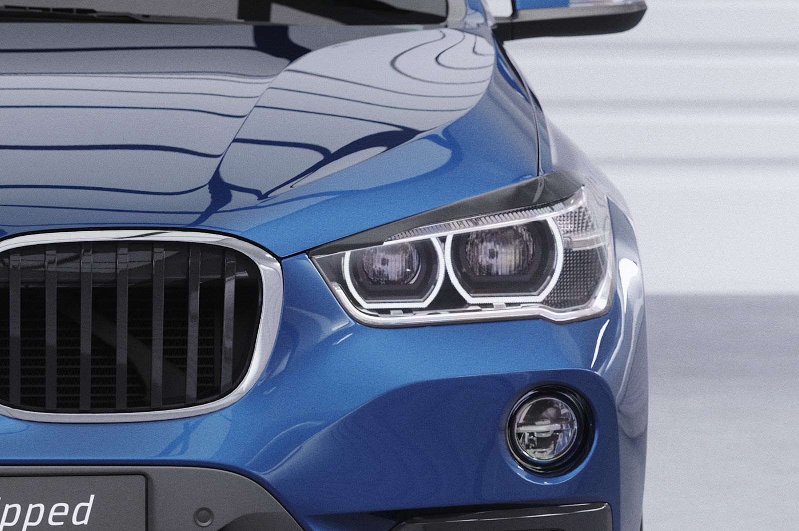 Paupières de phares avants (la paire) pour BMW X1 F48 toutes carrosseries (depuis 2015) - Fabriqué en ABS glossy (Noir brillant)