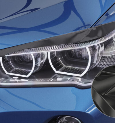 Paupières de phares avants (la paire) pour BMW X1 F48 toutes carrosseries (depuis 2015) - Fabriqué en ABS glossy (Noir brillant)