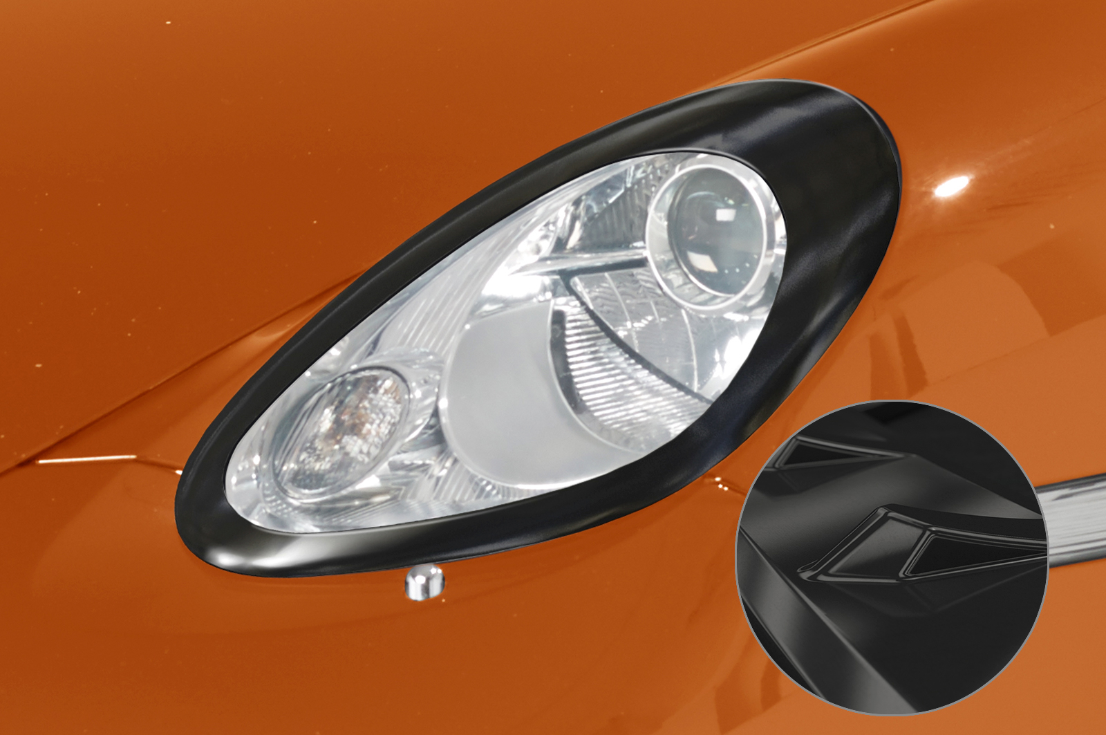 Paupières de phares avants (la paire) pour Porsche Boxster 987 / Cayman 987 facelift (02/2009-2012) - Fabriqué en ABS glossy (Noir brillant)