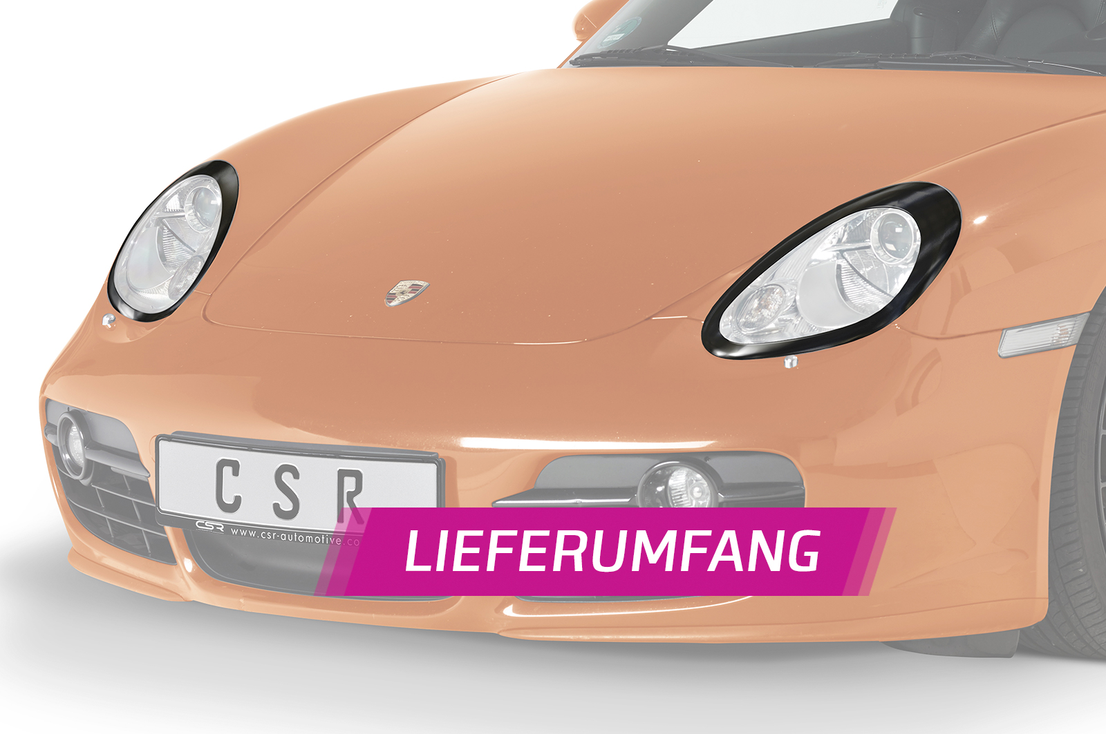 Paupières de phares avants (la paire) pour Porsche Boxster 987 / Cayman 987 facelift (02/2009-2012) - Fabriqué en ABS glossy (Noir brillant)