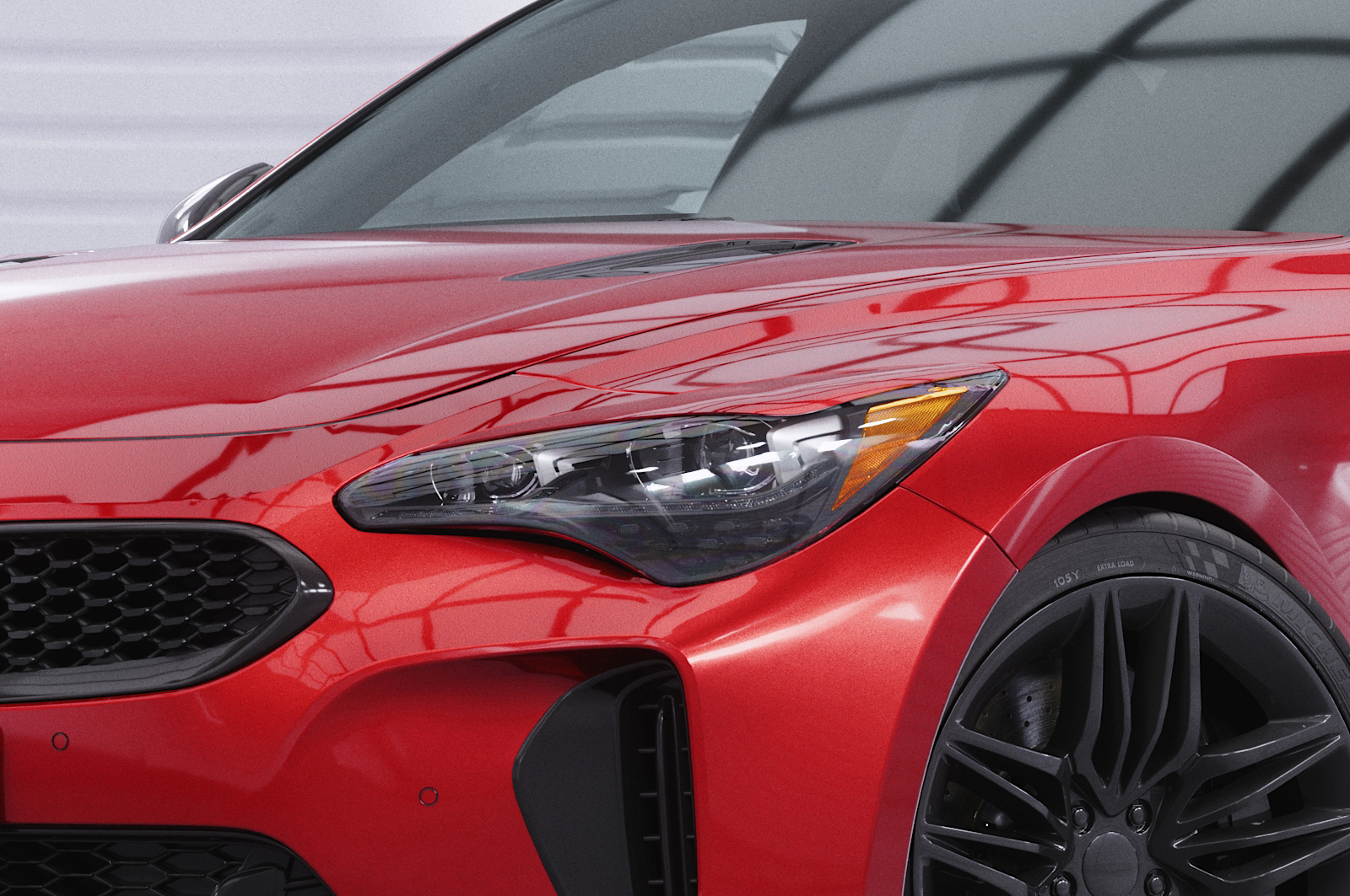 Paupières de phares avants (la paire) pour Kia Stinger toutes carrosseries (depuis 10/2017) - Fabriqué en ABS glossy (Noir brillant)