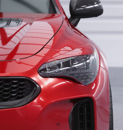 Paupières de phares avants (la paire) pour Kia Stinger toutes carrosseries (depuis 10/2017) - Fabriqué en ABS glossy (Noir brillant)