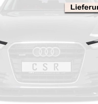 Paupières de phares avants (la paire) pour Audi A6 4G C7 préfacelift (04/2011-10/2014) - Fabriqué en ABS glossy (Noir brillant)