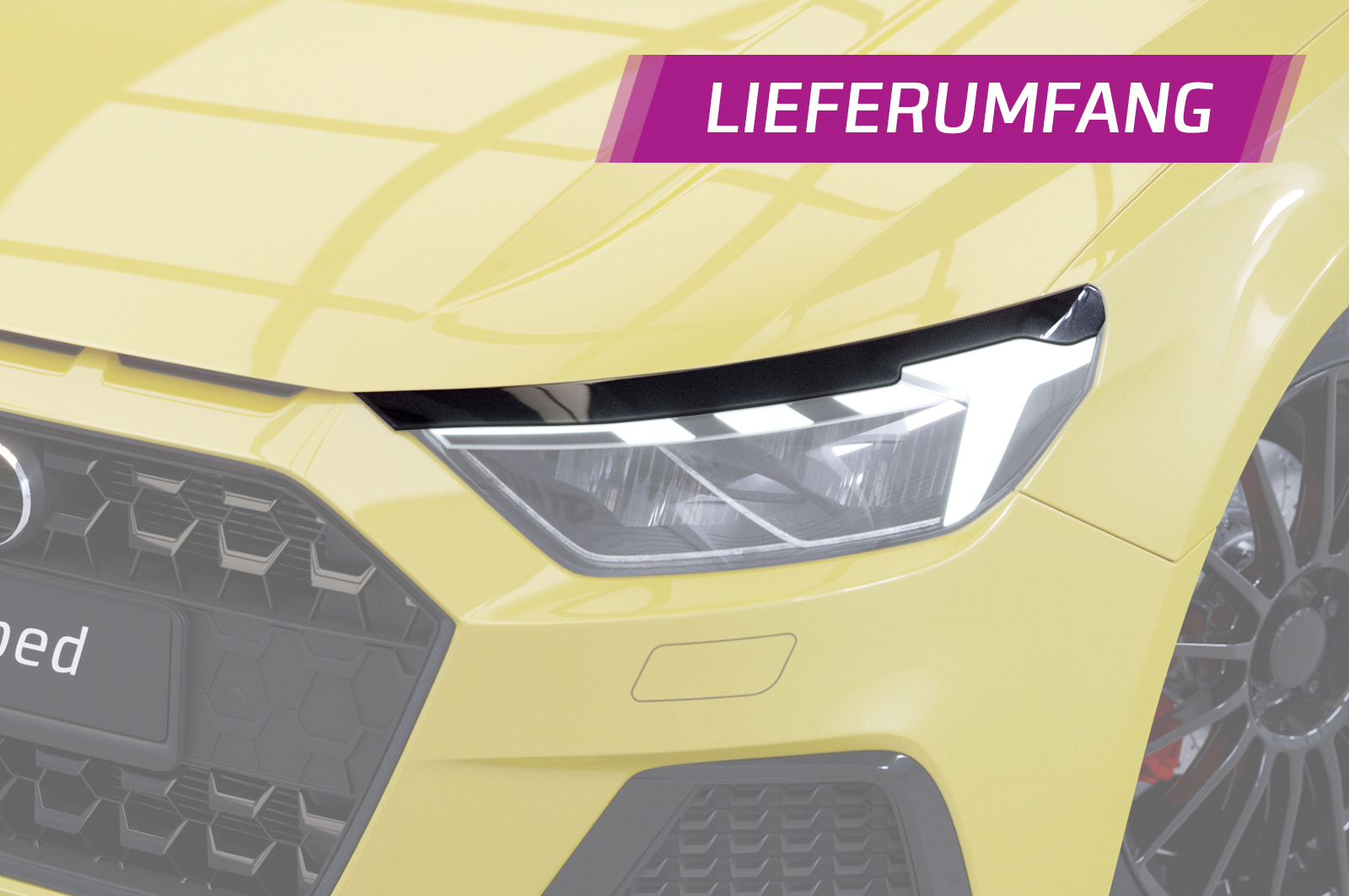 Paupières de phares avants (la paire) pour Audi A1 Typ GB toutes carrosseries (depuis 2018) - Fabriqué en ABS glossy (Noir brillant)