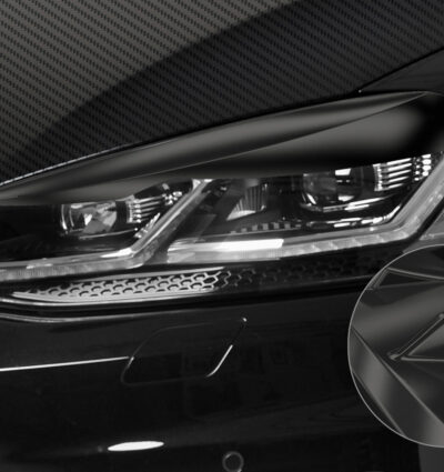 Paupières de phares avants (la paire) pour VW Golf 7 toutes carrosseries (04/2017-2021) - Fabriqué en ABS glossy (Noir brillant)