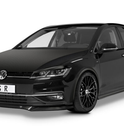 Paupières de phares avants (la paire) pour VW Golf 7 toutes carrosseries (04/2017-2021) - Fabriqué en ABS glossy (Noir brillant)