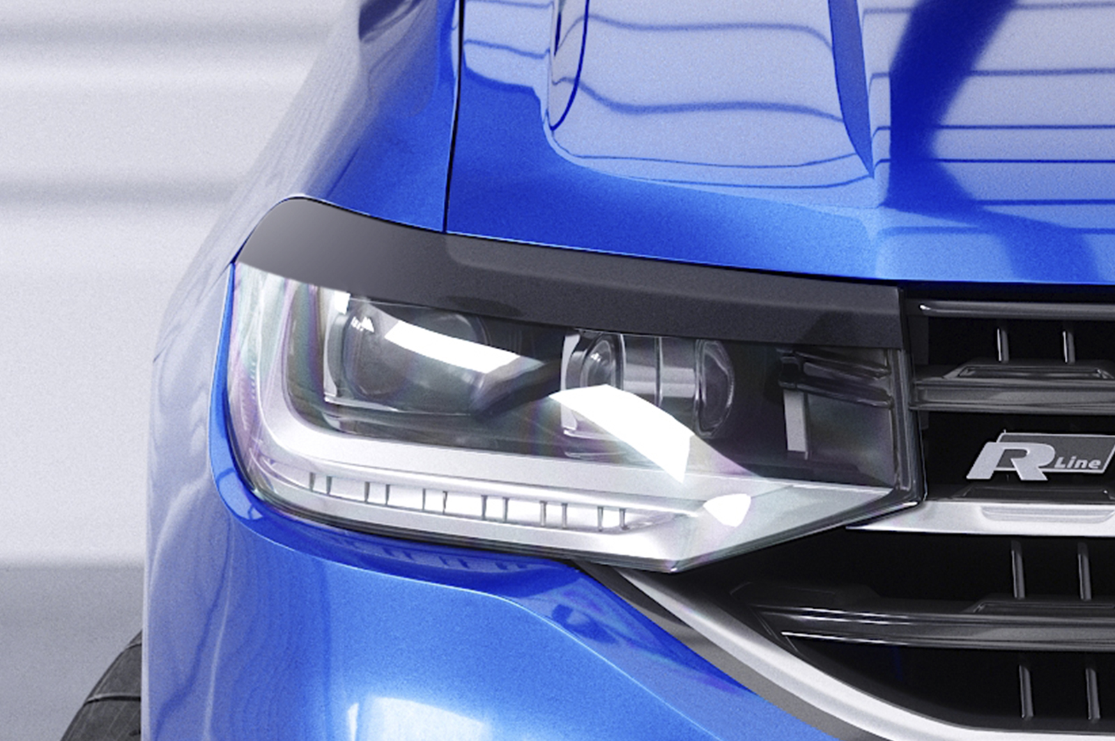 Paupières de phares avants (la paire) pour VW T-Cross toutes carrosseries (depuis 2018) - Fabriqué en ABS glossy (Noir brillant)