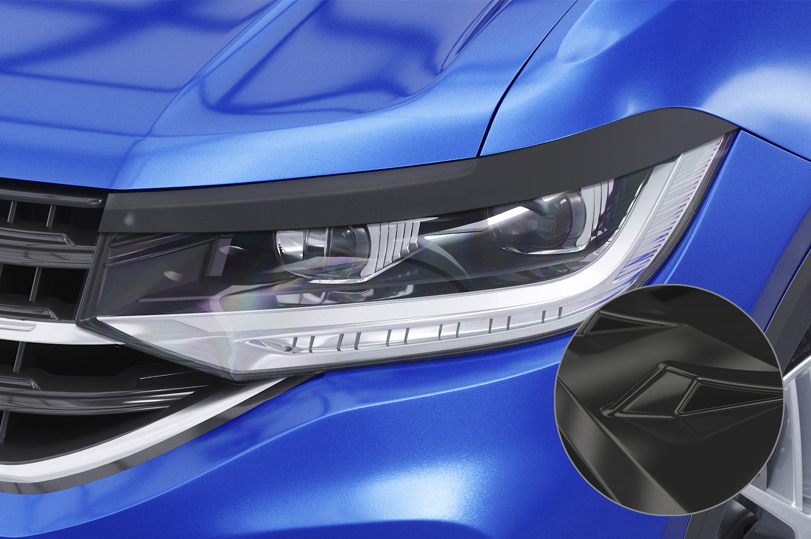 Paupières de phares avants (la paire) pour VW T-Cross toutes carrosseries (depuis 2018) - Fabriqué en ABS glossy (Noir brillant)