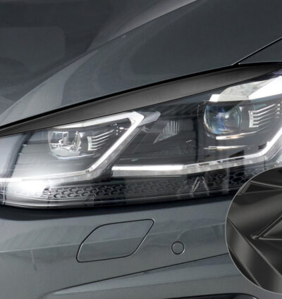 Paupières de phares avants (la paire) pour VW Golf 7 toutes carrosseries (04/2017-2021) - Fabriqué en ABS glossy (Noir brillant)