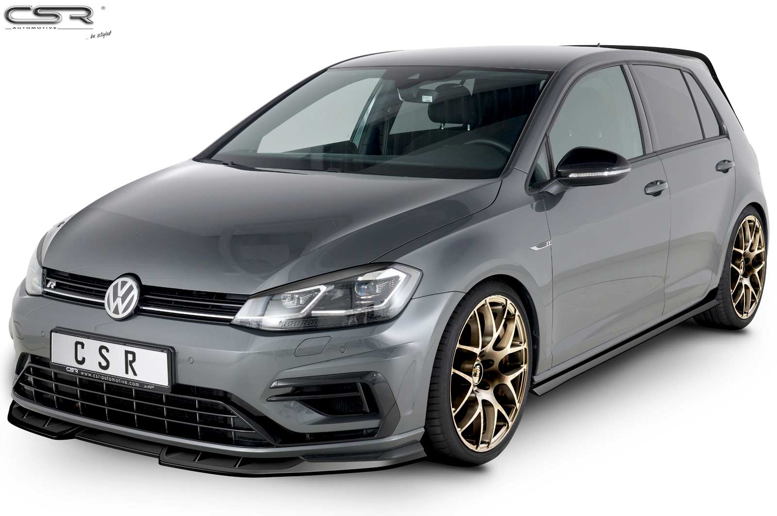 Paupières de phares avants (la paire) pour VW Golf 7 toutes carrosseries (04/2017-2021) - Fabriqué en ABS glossy (Noir brillant)