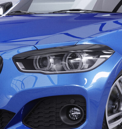 Paupières de phares avants (la paire) pour BMW Série 1 F20 F21 toutes carrosseries (01/2015-06/2019) - Fabriqué en ABS glossy (Noir brillant)
