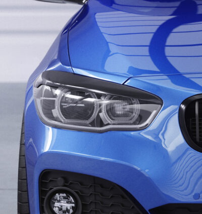 Paupières de phares avants (la paire) pour BMW Série 1 F20 F21 toutes carrosseries (01/2015-06/2019) - Fabriqué en ABS glossy (Noir brillant)