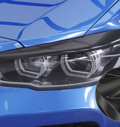 Paupières de phares avants (la paire) pour BMW Série 1 F20 F21 toutes carrosseries (01/2015-06/2019) - Fabriqué en ABS glossy (Noir brillant)