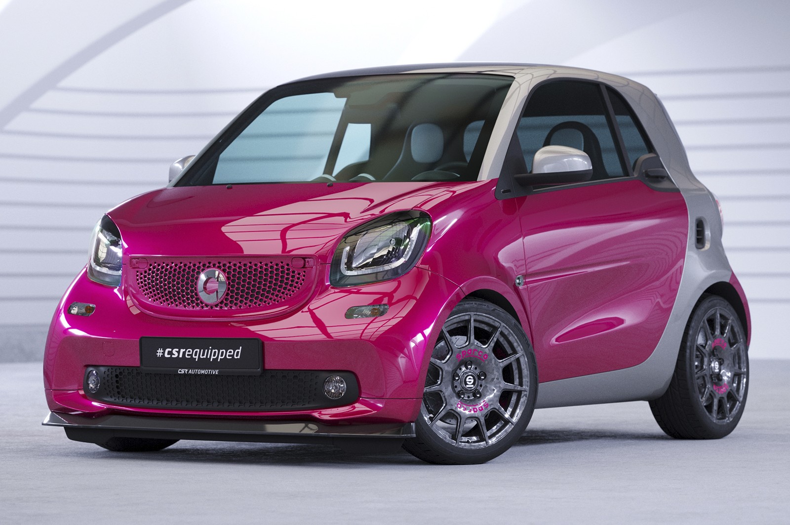Paupières de phares avants (la paire) pour Smart Fortwo 453 / EQ Fortwo uniquement pour les phares à LED (depuis 2019) - Fabriqué en ABS glossy (Noir brillant)