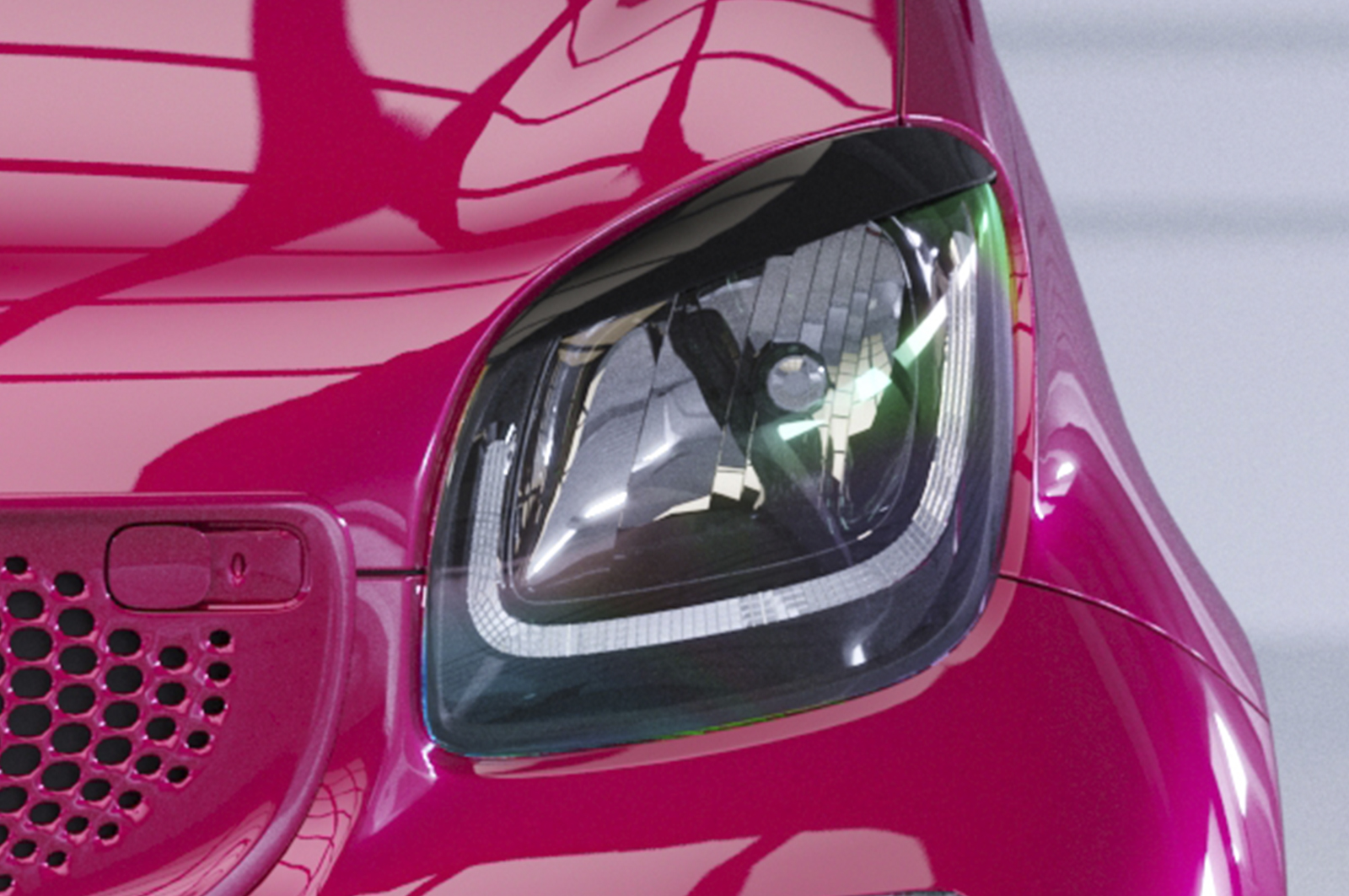 Paupières de phares avants (la paire) pour Smart Fortwo 453 / EQ Fortwo uniquement pour les phares à LED (depuis 2019) - Fabriqué en ABS glossy (Noir brillant)