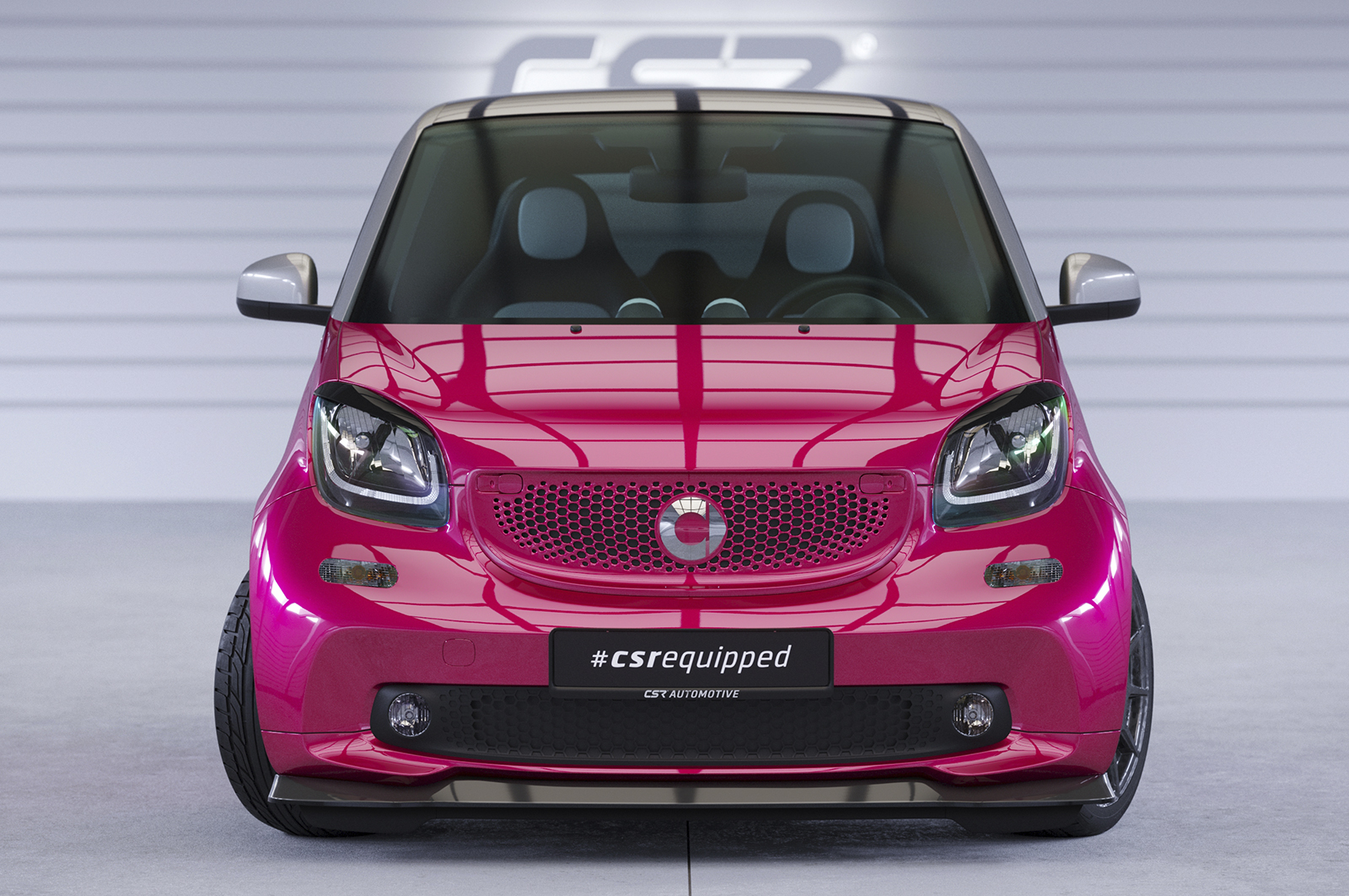 Paupières de phares avants (la paire) pour Smart Fortwo 453 / EQ Fortwo uniquement pour les phares à LED (depuis 2019) - Fabriqué en ABS glossy (Noir brillant)