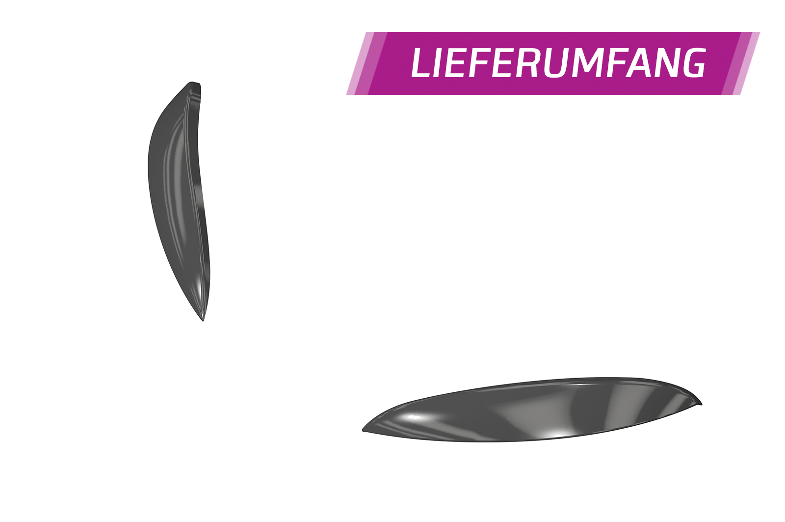 Paupières de phares avants (la paire) pour Smart Fortwo 453 / EQ Fortwo uniquement pour les phares à LED (depuis 2019) - Fabriqué en ABS glossy (Noir brillant)