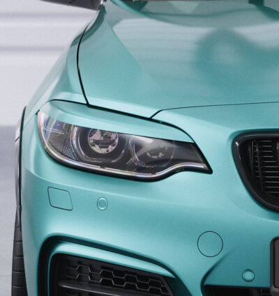 Paupières de phares avants (la paire) pour BMW Série 2 F22 / F23 / F87 toutes carrosseries (11/2013-07/2021) - Fabriqué en ABS glossy (Noir brillant)