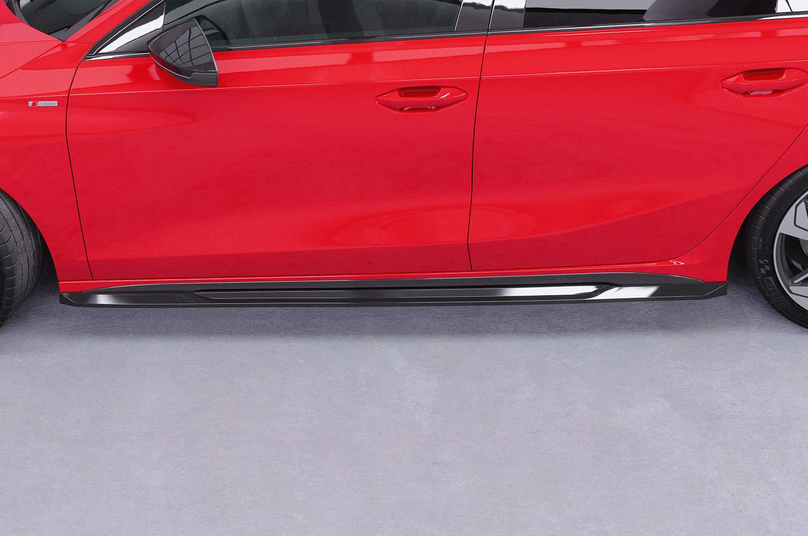 Bas de caisse (la paire) pour Audi A3 (8Y) / S3 (8Y) berline / Sportback / S-Line / S3 (depuis 2020) - Fabriqué en ABS (6 finitions au choix)