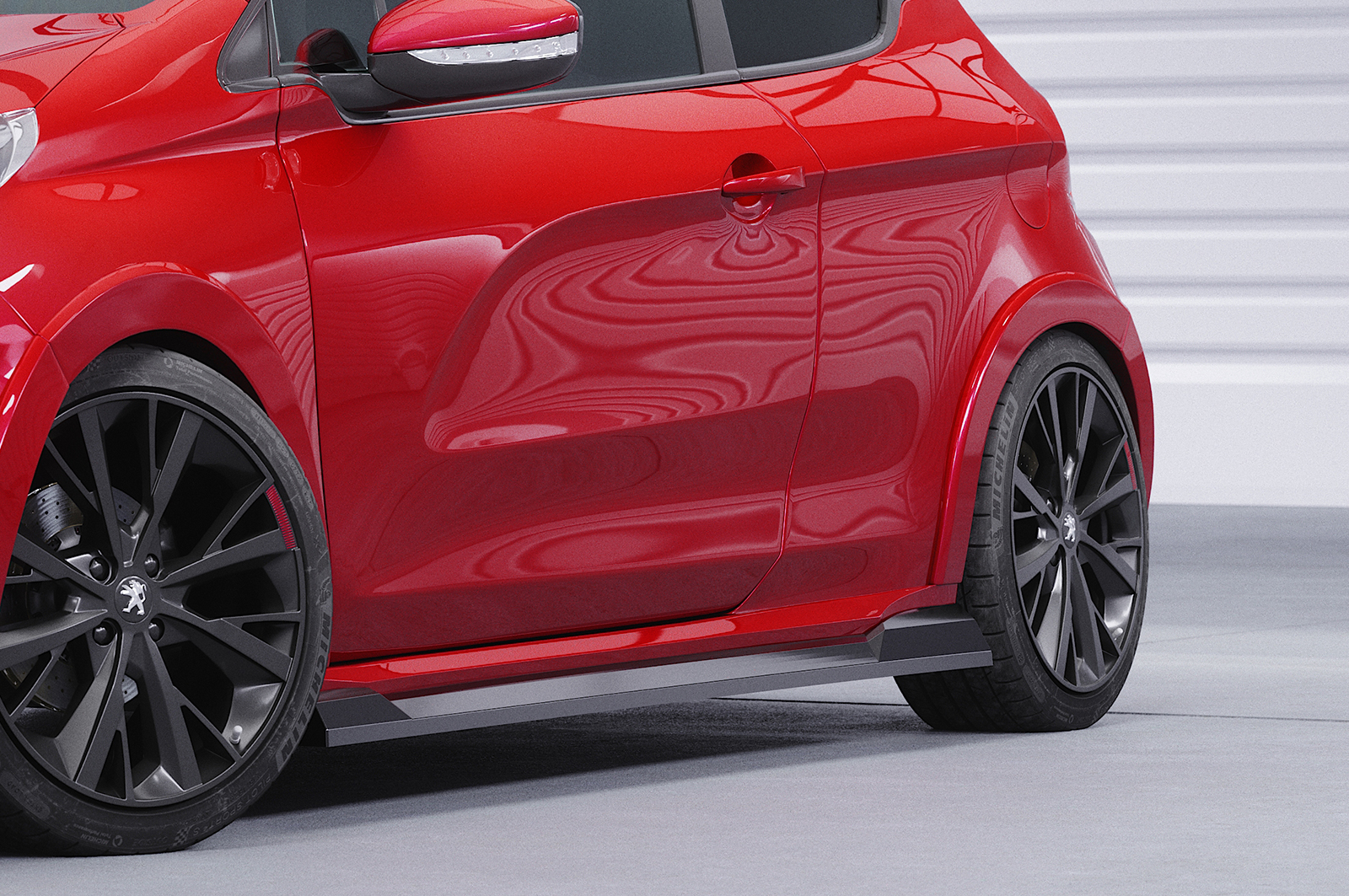 Bas de caisse (la paire) pour Peugeot 208 (1. Gen) GTi (facelift) (2013-2015) - Fabriqué en ABS (6 finitions au choix)
