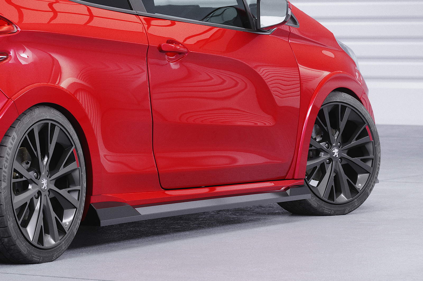 Bas de caisse (la paire) pour Peugeot 208 (1. Gen) GTi (facelift) (2013-2015) - Fabriqué en ABS (6 finitions au choix)