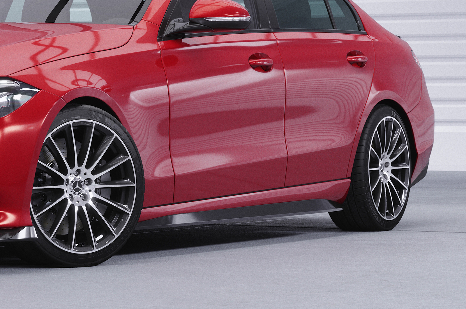 Bas de caisse (la paire) pour Mercedes Benz Classe C W206 / S206 berline et T-Modell (depuis 2021) - Fabriqué en ABS (6 finitions au choix)
