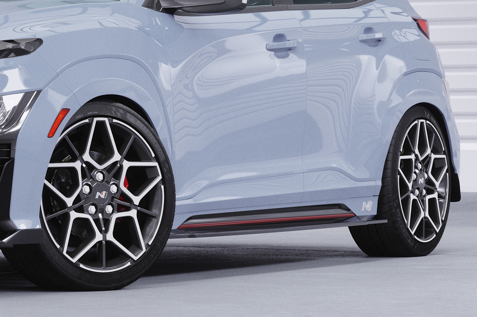 Bas de caisse (la paire) pour Hyundai Kona (1. Gen) N / N-Line (depuis 2020) - Fabriqué en ABS (6 finitions au choix)