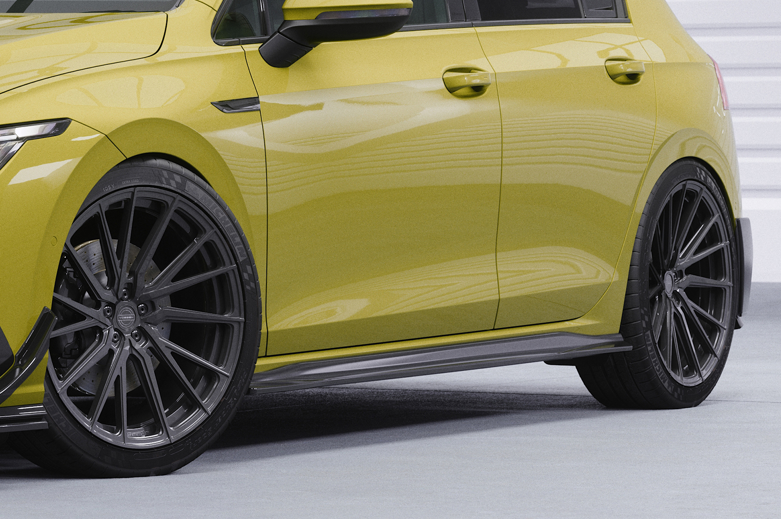 Bas de caisse (la paire) pour VW Golf 8 (Typ CD) GTI / GTD / GTE / R-Line / sauf break (depuis 2019) - Fabriqué en ABS (6 finitions au choix)