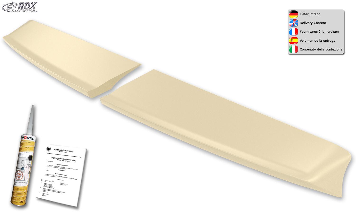 Aileron / Becquet RDX pour FORD Transit Custom / Tourneo Custom (2012-2023) (pour portes battantes) Aileron de coffre arrière