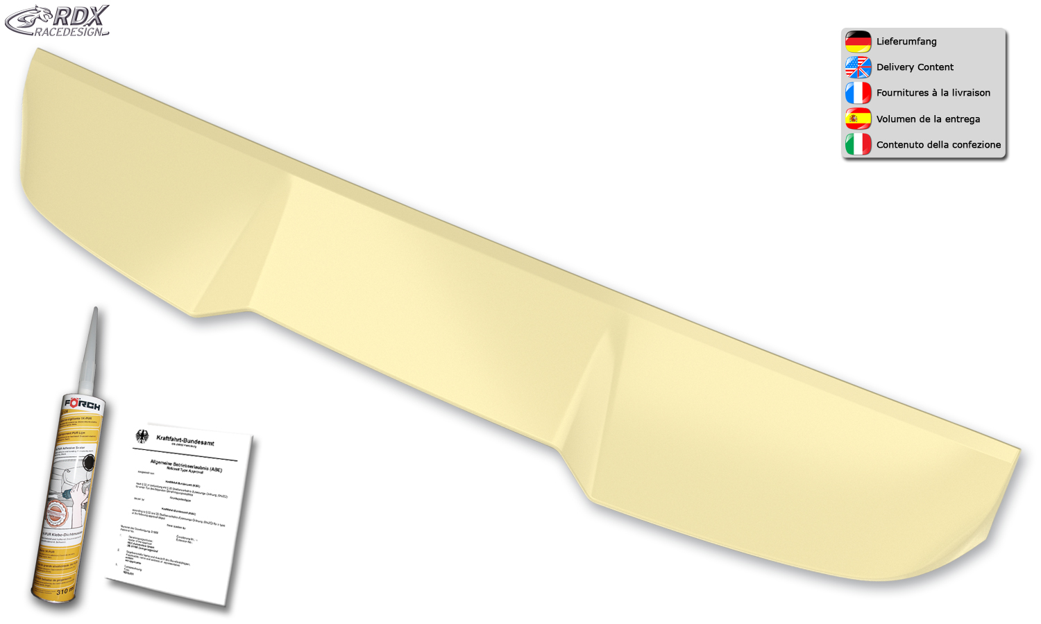 Aileron / Becquet RDX pour MERCEDES Classe V W447 (2014-présent) (pour hayon / coffre simple, également pour AMG Line) Aileron de coffre arrière