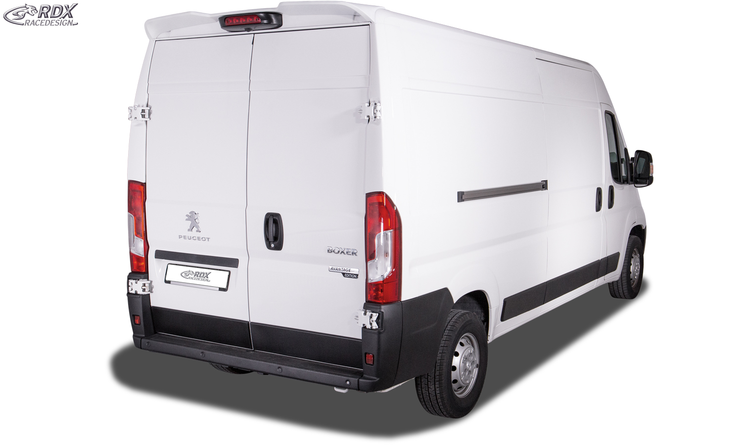 Aileron / Becquet RDX pour FIAT Ducato, CITROËN Jumper/Relay, OPEL, VAUXHALL Movano, PEUGEOT Boxer, TOYOTA Proace Max, IVECO eSuperJolly et RAM ProMaster (H2) ; aileron de coffre