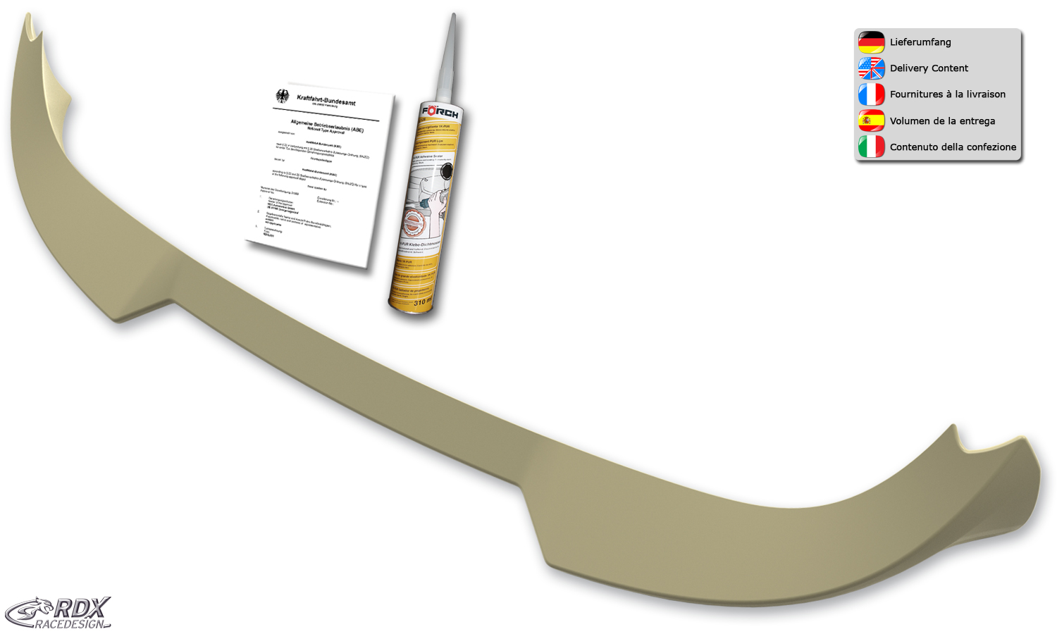 Aileron / Becquet RDX pour VW Caddy 2K 2KN (2015-2020) pour coffre simple, aileron arrière de coffre