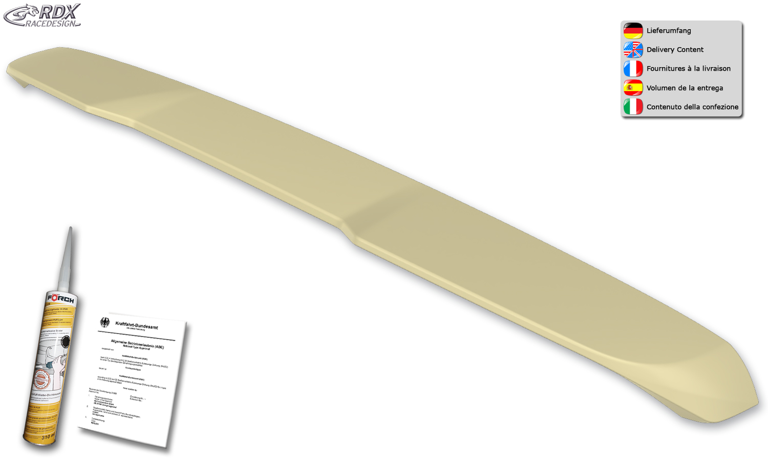 Aileron / Becquet RDX pour MERCEDES Vito et Classe V W447 (2014-présent) (pour hayon / coffre simple) Aileron de coffre arrière