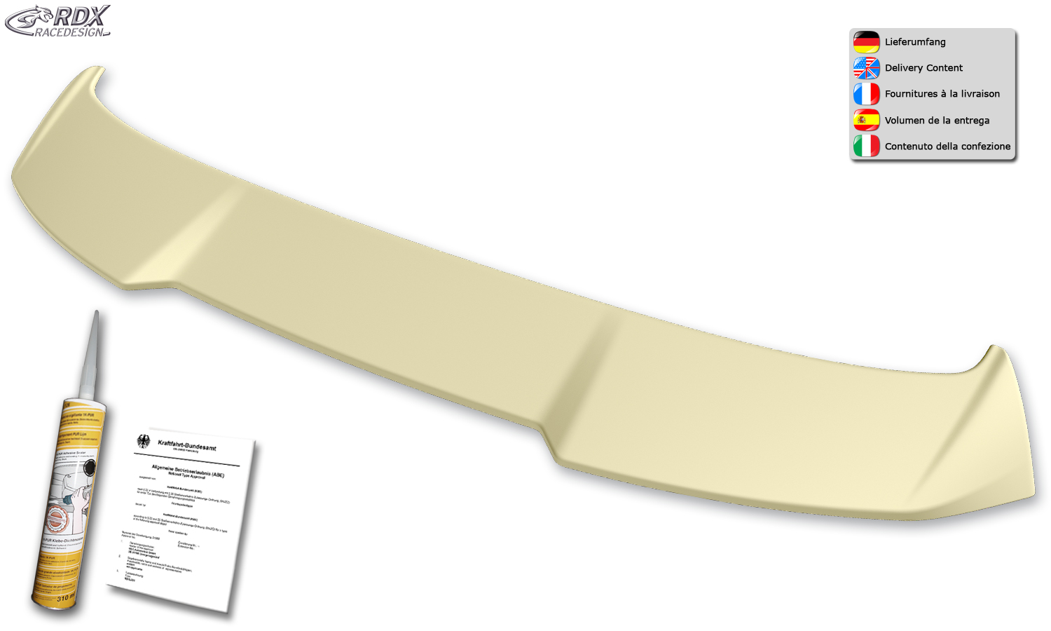 Aileron / Becquet RDX pour VW Sharan 7N 2010-2022 et SEAT Alhambra 7N 2010-2022, aileron de coffre arrière