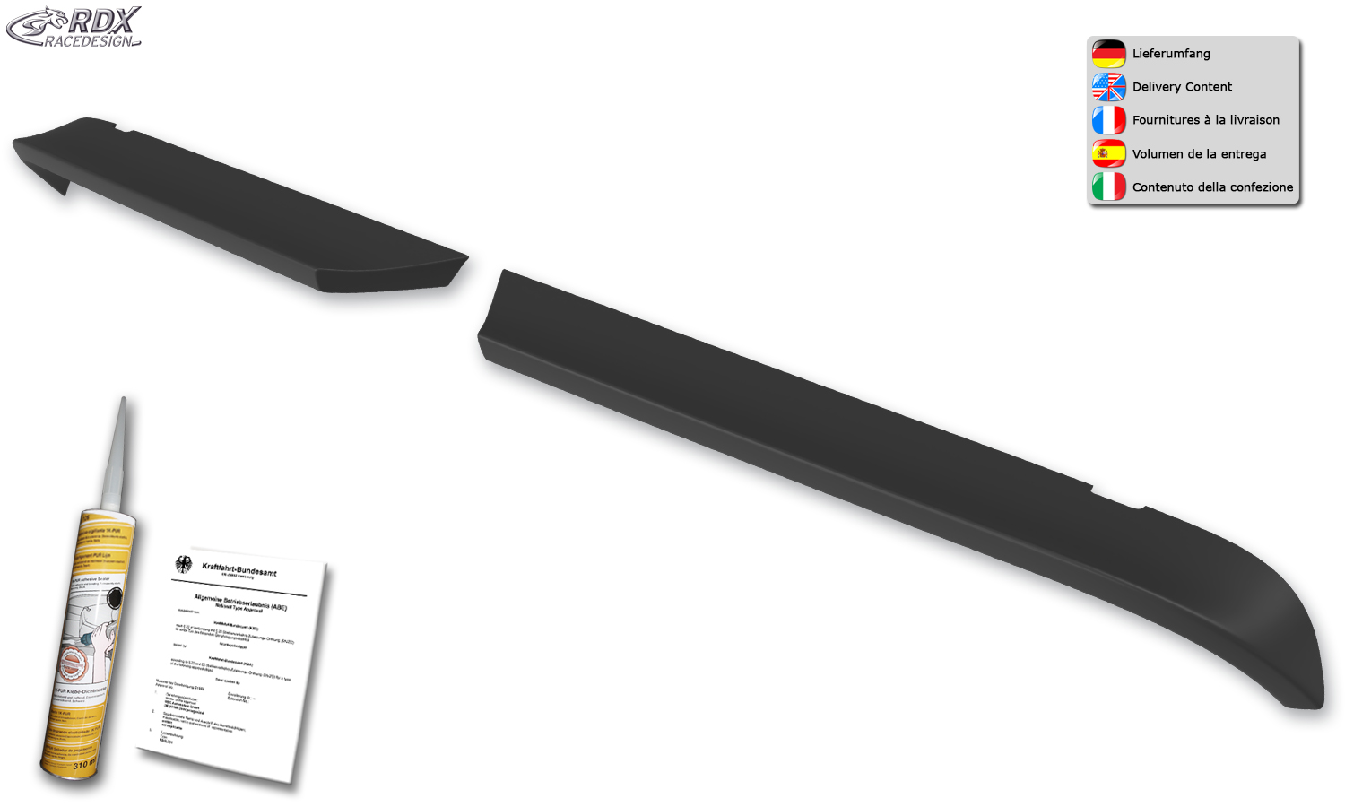 Aileron / Becquet RDX pour VW Crafter toit surélevé (H2) et MAN TGE toit surélevé Standard H2 (2017-présent) Aileron de coffre arrière