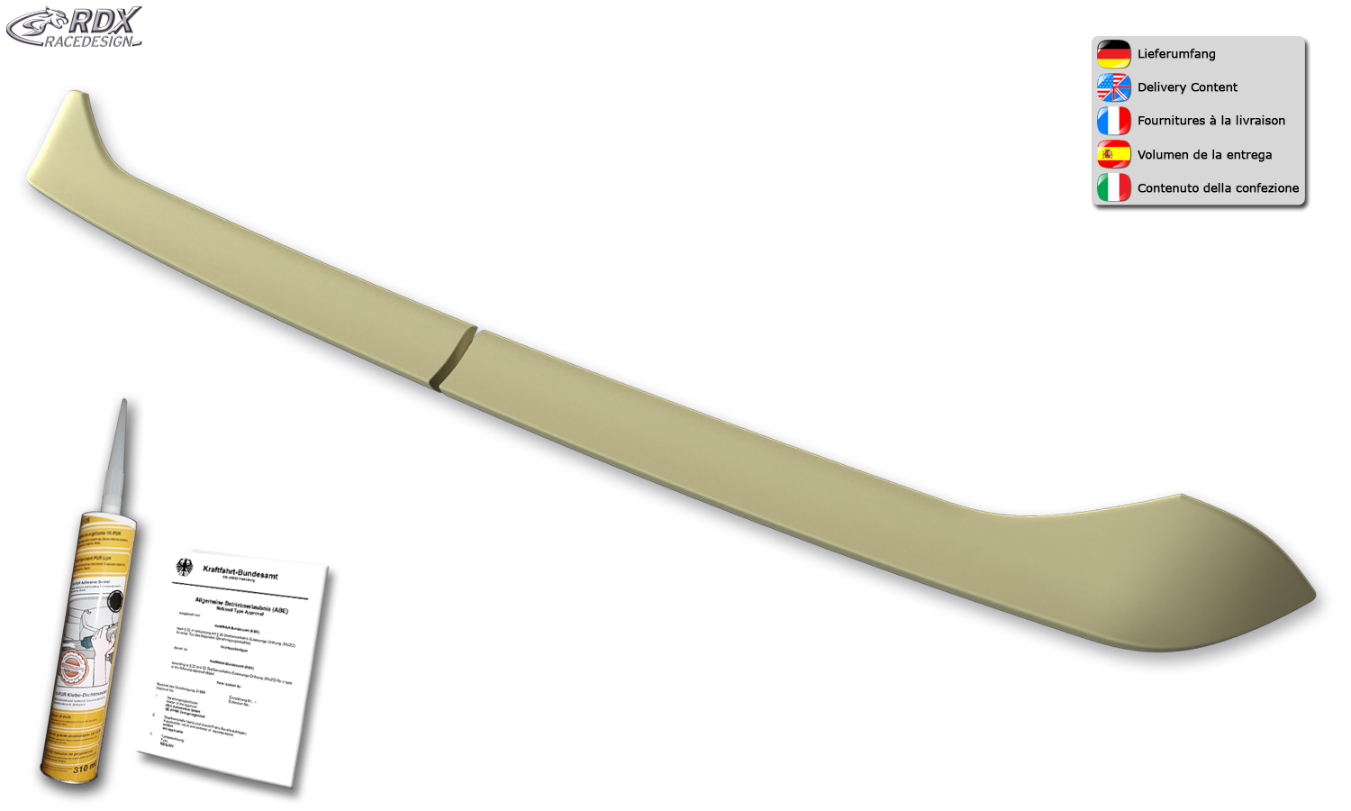 Aileron / Becquet RDX pour CITROËN Jumpy / Dispatch & SpaceTourer, FIAT Scudo & Ulysse, OPEL / VAUXHALL Zafira & Vivaro, PEUGEOT Expert & Traveller, TOYOTA Proace & Proace Verso (V) ; aileron de coffre et de portes arrière