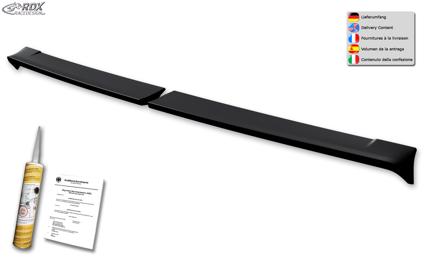 Aileron / Becquet RDX pour RENAULT Master H2, OPEL/VAUXHALL Movano H2, NISSAN NV400 H2 et NISSAN Interstar H2 ; aileron arrière