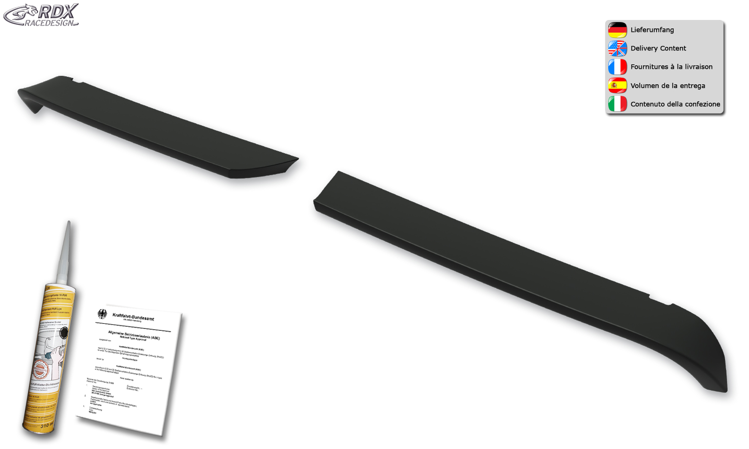 Aileron / Becquet RDX pour MERCEDES Sprinter H1 (2006-présent) et VW Crafter H1 (2006-2017) ; aileron de coffre arrière