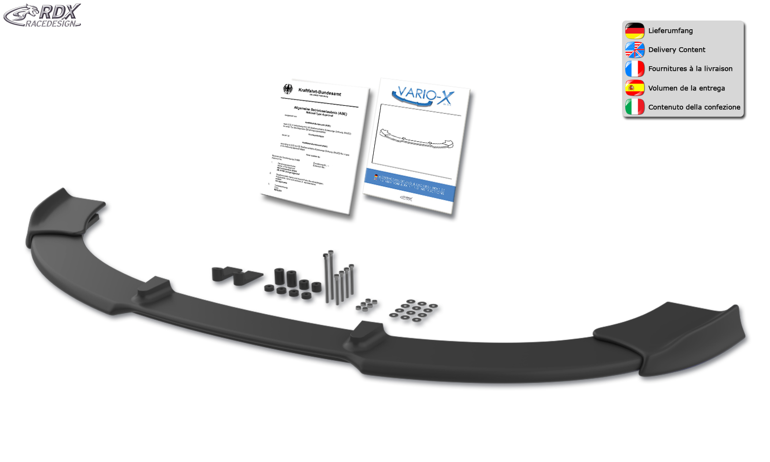 Ajout / Lame de pare-chocs avant RDX VARIO-X pour AUDI A3 8P 2003-2005