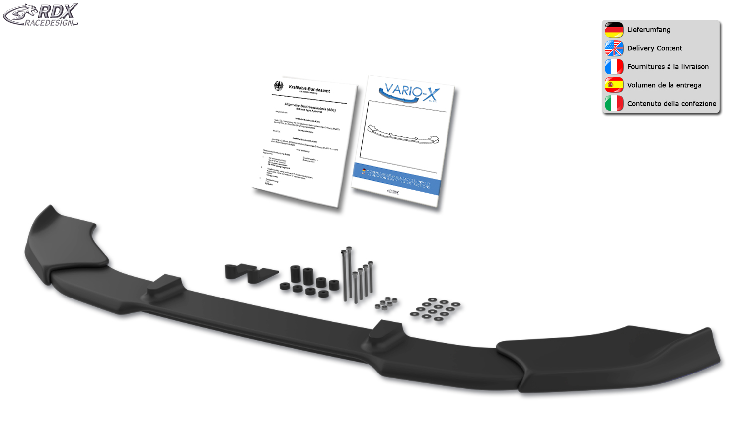 Ajout / Lame de pare-chocs avant RDX VARIO-X pour SKODA Citigo (2011-2017, également pour Monte Carlo)