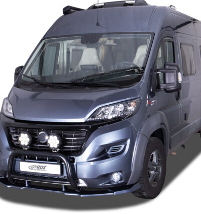 Ajout / Lame de pare-chocs avant RDX VARIO-X pour FIAT Ducato (2014-2024), CITROËN Jumper/Relay (2014-2024), OPEL/VAUXHALL Movano (2021-2024), PEUGEOT Boxer (2014-2024) et RAM ProMaster (2013-2025) (avec extensions d'ailes, eG Heavy/Maxi). Lame de pare-chocs avant.